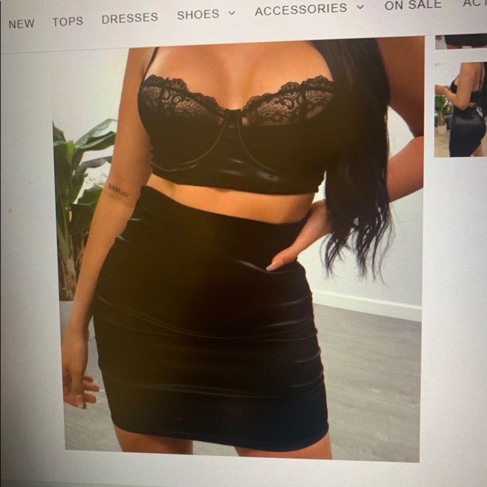 Black silk skirt set Laura’s boutique